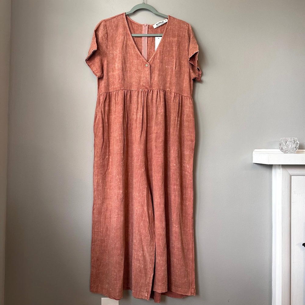 Three Bird Nest Women Jumpsuit Extra Large Red Brown Wide Leg Boho Flowy Earthy